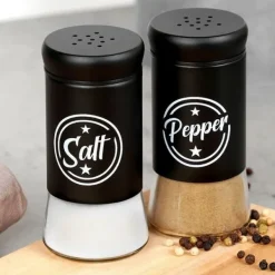 Salt- och pepparkar i svart glas, 2 st.