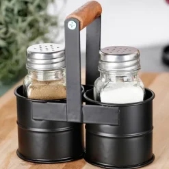 Salt- & Pepparströare-Salt- och pepparkar med stativ, 3 stycken.