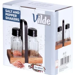 Salt- & Pepparströare-Salt- och pepparkar med stativ, 3 stycken.