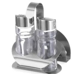 Salt- och pepparkryddset med servetthållare i rostfritt stål - Hendi 465318