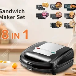 Sandwich- och våffeljärn - TD® - 8 i 1 - Svart - 750W - Non-stick beläggning