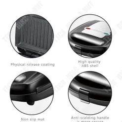 Sandwich- och våffeljärn - TD® - 8 i 1 - Svart - 750W - Non-stick beläggning