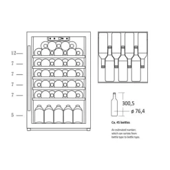 Vinkylar-Scandomestic SV 45 B - Vinkylskåp - 1 Zon - bredd: 55 cm - djup: 55,5 cm - höjd: 83,5 cm - 115 liter - svart - Upp till 45 flaskor