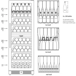 Scandomestic SV 124 B Premium Collection - Vinkylskåp - 2 zoner - bredd: 59,5 cm - djup: 72,5 cm - höjd: 176,4 cm - 416 liter - svart - Upp till 126 | CDON