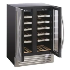 Scandomestic SV 91 X - Vinkylskåp - 2 zoner - bredd: 59,5 cm - djup: 61,6 cm - höjd: 87,2 cm - 119 liter - svart/rostfritt stål - Upp till 36 flaskor | CDON