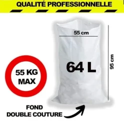 Soppåsar-Säckar för avfall - Avfallssäck - Sandpåse - 20 stycken, 55 x 95 cm, 64L - för sand, jord, grus, trädgårdsarbete, byggavfall