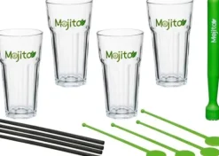 Verktygsset För Drinkar-Secret De Gourmet Mojito set 13 delar cocktailglas 330 ml Muddler mixer sugrör