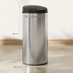 Soptunnor & Papperskorgar-Sensor-soptunna 42 L med soft close, rostfritt stål, hygieniskt kök