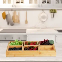 Serveringsfat set, bambu, 5.5x47x32.5 cm, natur