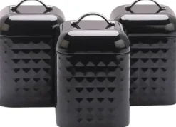 Set med 3 behållare för svart kaffe och te.