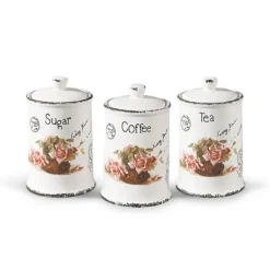 Set med 3 keramiska behållare för kaffe, te och socker MAESTRO ROSE MR-20050-03cs