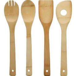 Set med 4 köksskedar i bambu