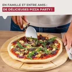 Pizzaspadar-Set med 2 pizzabrädor med skärspår - FACKELMANN - Ø 32 cm