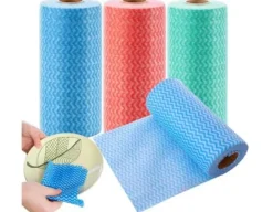 Rengöringsutrustning-Set med 3 rullar av engångstrasor för alla ändamål, praktiska och återanvändbara våtservetter för köksstädning.