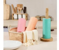 Rengöringsutrustning-Set med 3 rullar av engångstrasor för alla ändamål, praktiska och återanvändbara våtservetter för köksstädning.