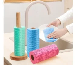 Rengöringsutrustning-Set med 3 rullar av engångstrasor för alla ändamål, praktiska och återanvändbara våtservetter för köksstädning.