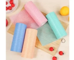 Rengöringsutrustning-Set med 3 rullar av engångstrasor för alla ändamål, praktiska och återanvändbara våtservetter för köksstädning.