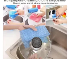 Rengöringsutrustning-Set med 3 rullar av engångstrasor för alla ändamål, praktiska och återanvändbara våtservetter för köksstädning.