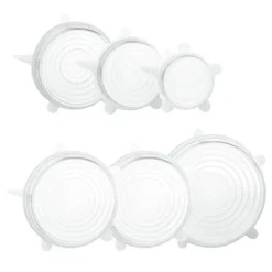 Skållock-Set med 6 st Återvinningsbart silikonlock Universal Stretch Lock Lufttätt Stretch Giftfri Smaklös matkonservering