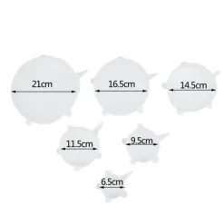 Skållock-Set med 6 st Återvinningsbart silikonlock Universal Stretch Lock Lufttätt Stretch Giftfri Smaklös matkonservering