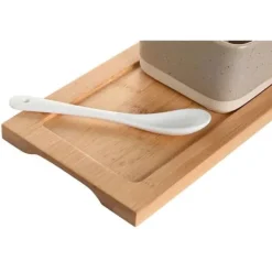 Tillbehör För Matservering-Set med bambutallrikar - DKD Home Decor - 29 x 11,5 x 1,5 cm - Flerfärgad - För vuxna