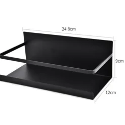 Köksorganiserare-Set om 2 Magnetiska Kryddhyllor - Magnetisk Kylskåpshylla Kryddförvaringshylla (Svart)