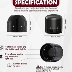 Flaskstopp & Flaskförslutare-Set om 4 vinflaskpropp, champagnepropp, vinflaskpropp med lås- och upplåsningsfunktion A161