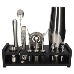 Verktygsset För Drinkar-Shaker - Bartender - Cocktailset 17 delar - Rostfritt stål - 830 ml - Svart stöd