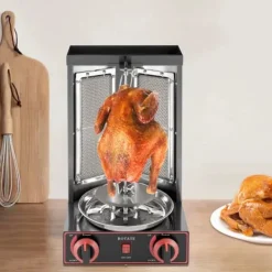 Grillugnar & Ugnar Med Roterande Stekspett-Shawarma Gyros Döner Grill - CG-25 Vertikal Rotisserie - 3000 W - 220 V - 2 Värmeelement - Kapacitet 12 kg