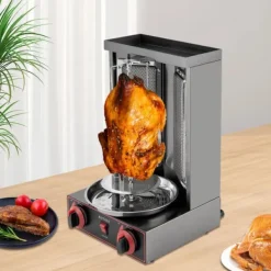 Grillugnar & Ugnar Med Roterande Stekspett-Shawarma Gyros Döner Grill - CG-25 Vertikal Rotisserie - 3000 W - 220 V - 2 Värmeelement - Kapacitet 12 kg