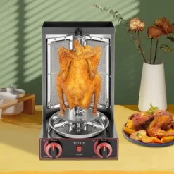 Grillugnar & Ugnar Med Roterande Stekspett-Shawarma Gyros Döner Grill - CG-25 Vertikal Rotisserie - 3000 W - 220 V - 2 Värmeelement - Kapacitet 12 kg