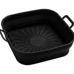 Fritöser-Silikon fritös liners Set - 8 tum fyrkantig, förtjockad & vikbar, luktfri - svart