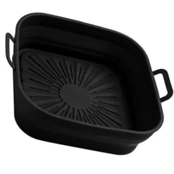 Fritöser-Silikon fritös liners Set - 8 tum fyrkantig, förtjockad & vikbar, luktfri - svart