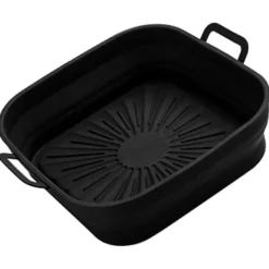 Fritöser-Silikon fritös liners Set - 8 tum fyrkantig, förtjockad & vikbar, luktfri - svart