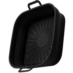 Fritöser-Silikon fritös liners Set - 8 tum fyrkantig, förtjockad & vikbar, luktfri - svart