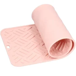 Mattor & Galler Till Diskhoar-Silikon Värmeisoleringsdyna Skrivbord Anti-Skolning Vattentät Silikondyna för Hemkök (Rosa, 45x20cm)