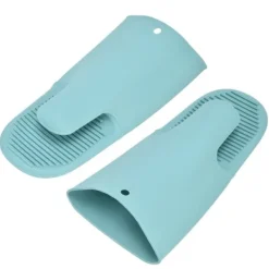Silikon Värmeisoleringshandskar Förtjockade Anti-Slip Ugnsvantar Handskar för mikrovågsgrillNordic Green