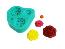 Utrustning För Tårtdekoration-Silikonform för sockerpasta 3D ROSE 4 st