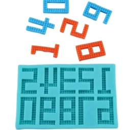 Utrustning För Tårtdekoration-Silikonform för sockerpasta 3D-SIFFERBLOCKAR