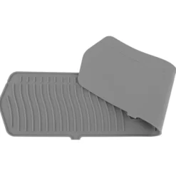 Mattor & Galler Till Diskhoar-Silikonkranskydd Köksdiskskydd Silikonkranhandtag Droppfångare Svamphållare Matta 61CM Stor Storlek Grå