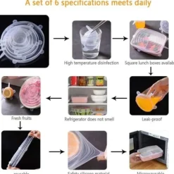 Silikonlock, SenPuSi 6Pcs Återanvändbara Lock, Expanderbara Silikonlock för Hängande Kök 177