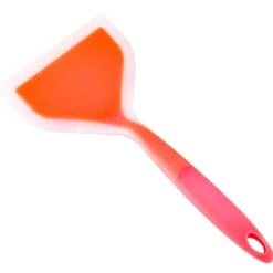 Silikonpannkakor Spade Flexibel Plattbottnad Bred Spatel Turner Genomskinlig Orange