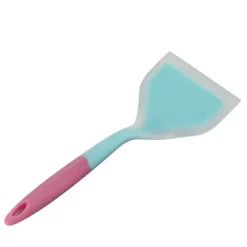 Silikonspatel Nonstick NonSlip Silikon Matlagningsspatel för Tamagoyaki Pizza Biff (Himmelsblå Rosa Handtag)