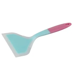 Silikonspatel Nonstick NonSlip Silikon Matlagningsspatel för Tamagoyaki Pizza Biff (Himmelsblå Rosa Handtag)