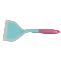 Silikonspatel Nonstick NonSlip Silikon Matlagningsspatel för Tamagoyaki Pizza Biff (Himmelsblå Rosa Handtag)