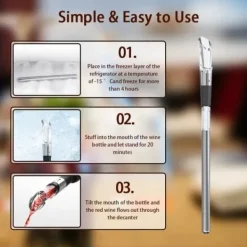 Silvervinkylare, 3 i 1 vinflaska i rostfritt stål med kylsticka med luftad