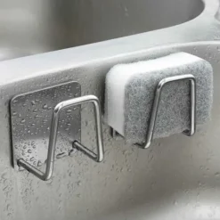 Köksorganiserare-Självhäftande Krok Hållare för Disksvamp Rostfritt Stål