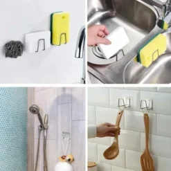 Köksorganiserare-Självhäftande Krok Hållare för Disksvamp Rostfritt Stål