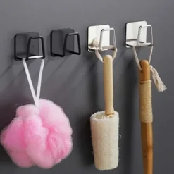 Köksorganiserare-Självhäftande Krok Hållare för Disksvamp Rostfritt Stål Svart