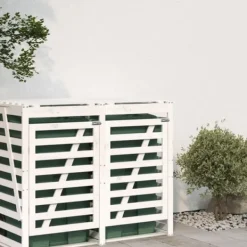 Tillbehör Till Avfallshantering-Skjulförlängning för sopkärl - Vit massiv furu | Färg: Vit | Storlek: Anpassningsbar